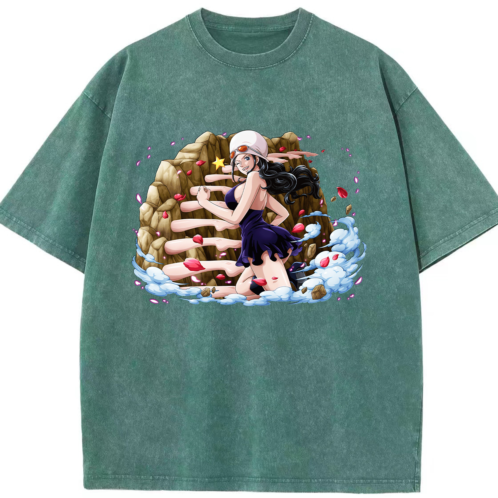 ワンピース ニコ・ロビン ONE PIECE Nico Robin 綿100% ヴィンテージ風 半袖Tシャツ（フロントプリント）